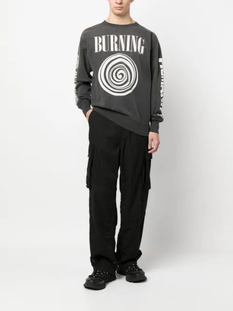 SAINT MXXXXXX slogan-print distressed-finish sweatshirt