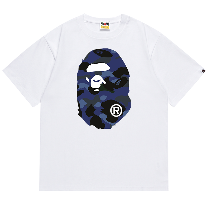 BAPE Blue Camo Side Big Ape Head Men's T-Shirt - White