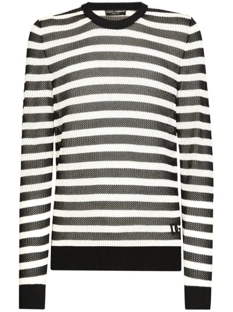 Dolce & Gabbana logo-embroidered striped jumper