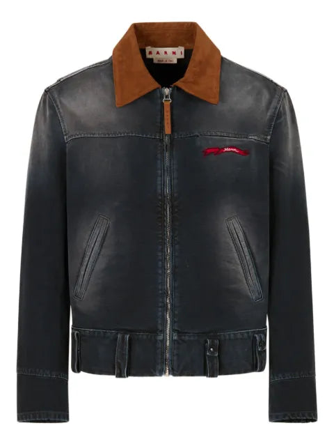 Marni contrast suede-collar denim jacket