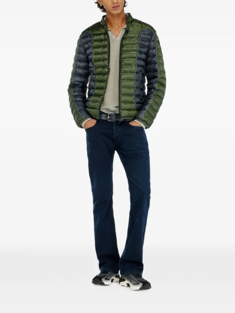 Diesel biker-style puffer jacket with colour-block design