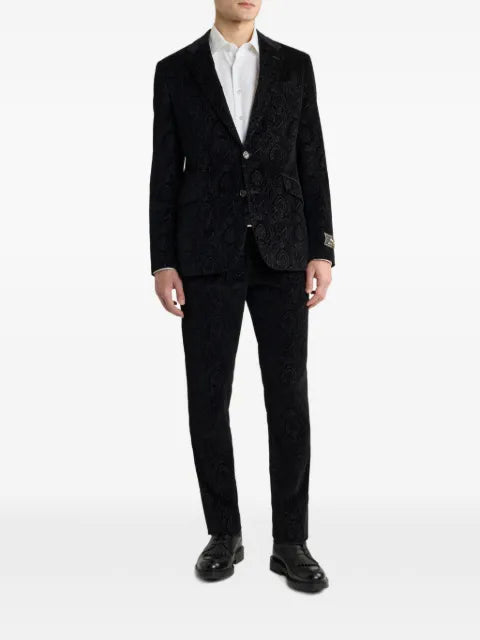 ETRO single-breasted jacket in cotton velvet with Arnica motif