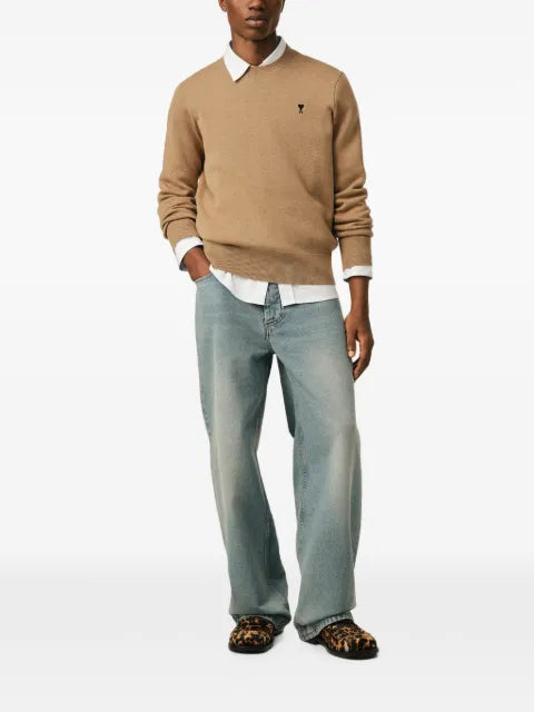 AMI Paris Crewneck wool sweater with Ami de Coeur