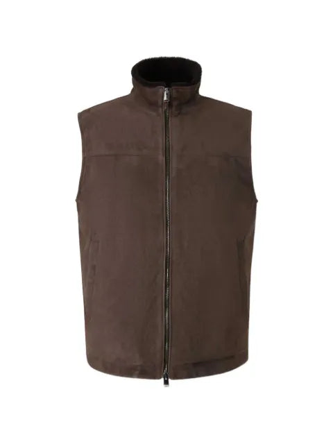 Canali shearling-lined suede gilet