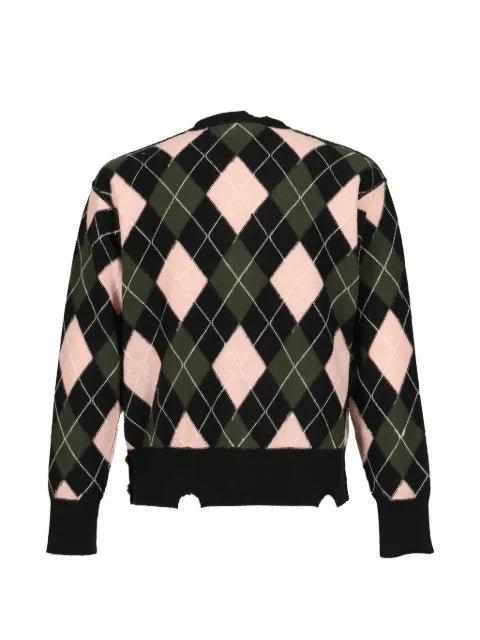 MASU argyle distressed cardigan