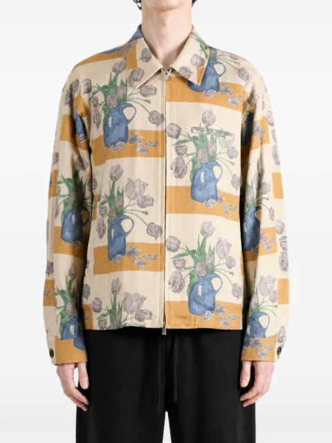 Vowels floral-print striped jacket