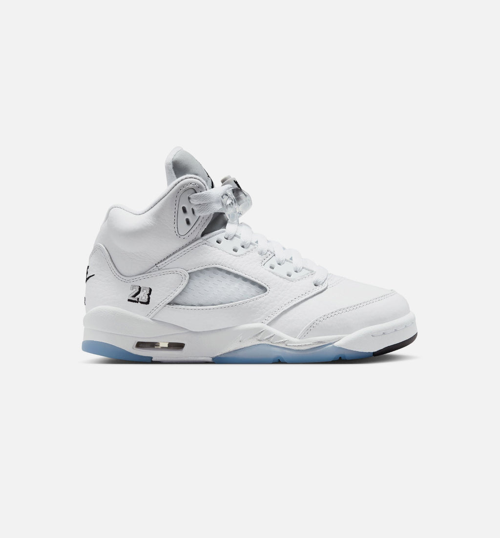 Air Jordan 5 Retro OG White Metallic Big Kids' Sneakers - White / Black / Metallic Silver