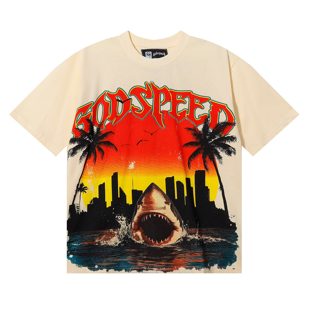 Godspeed City Coconut Tree Shark T-Shirt