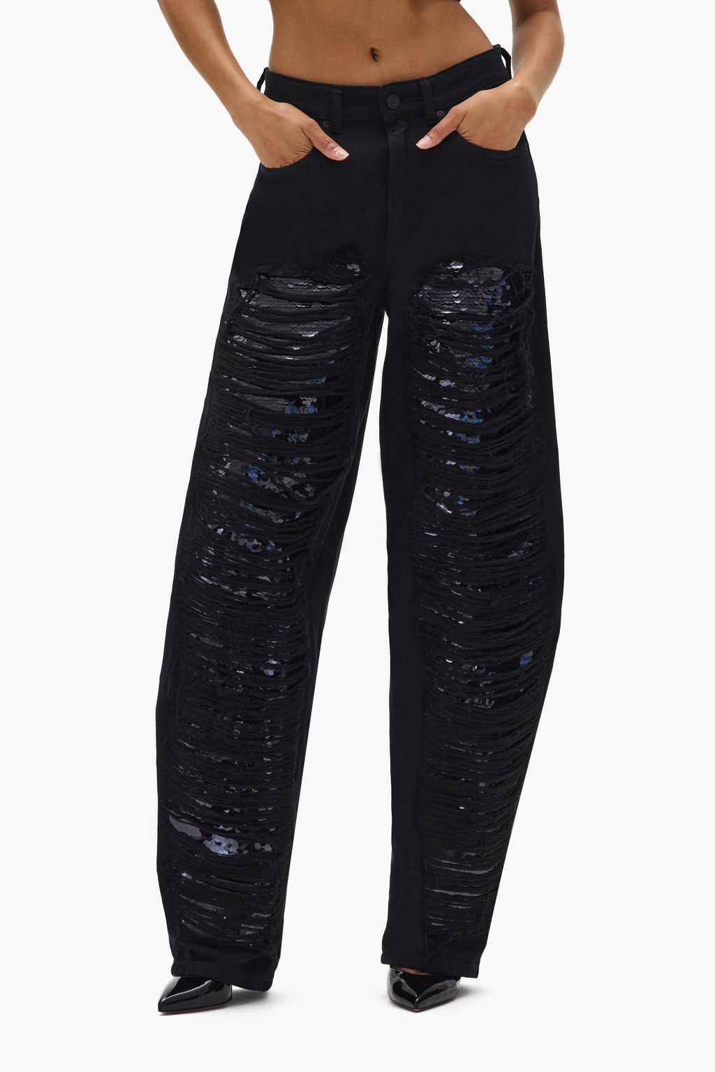 Sequin Barrel Leg
