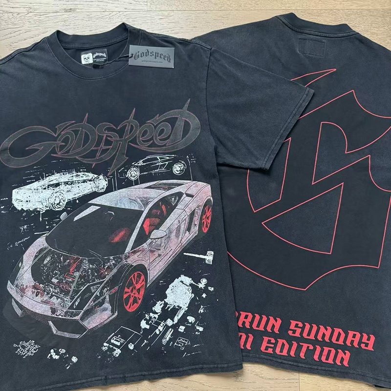 Godspeed Washed Black Front & Back Graphic T-Shirt