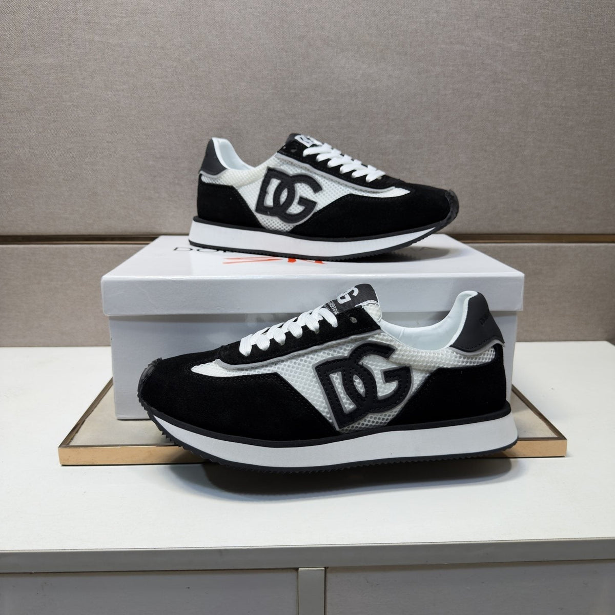 Dolce & Gabbana Black and White Panel Sneakers