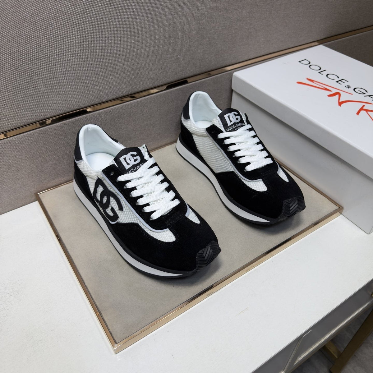 Dolce & Gabbana Black and White Panel Sneakers