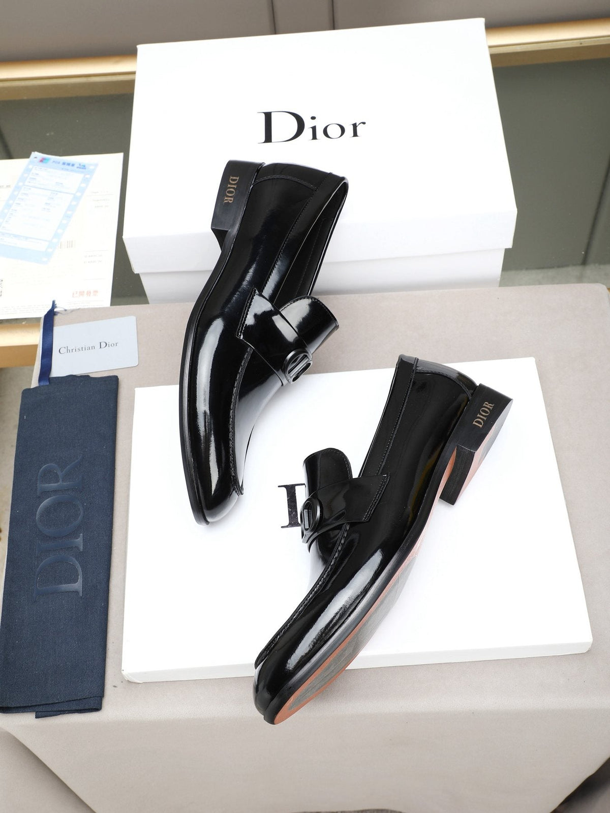 Dior Black Patent Leather Loafers