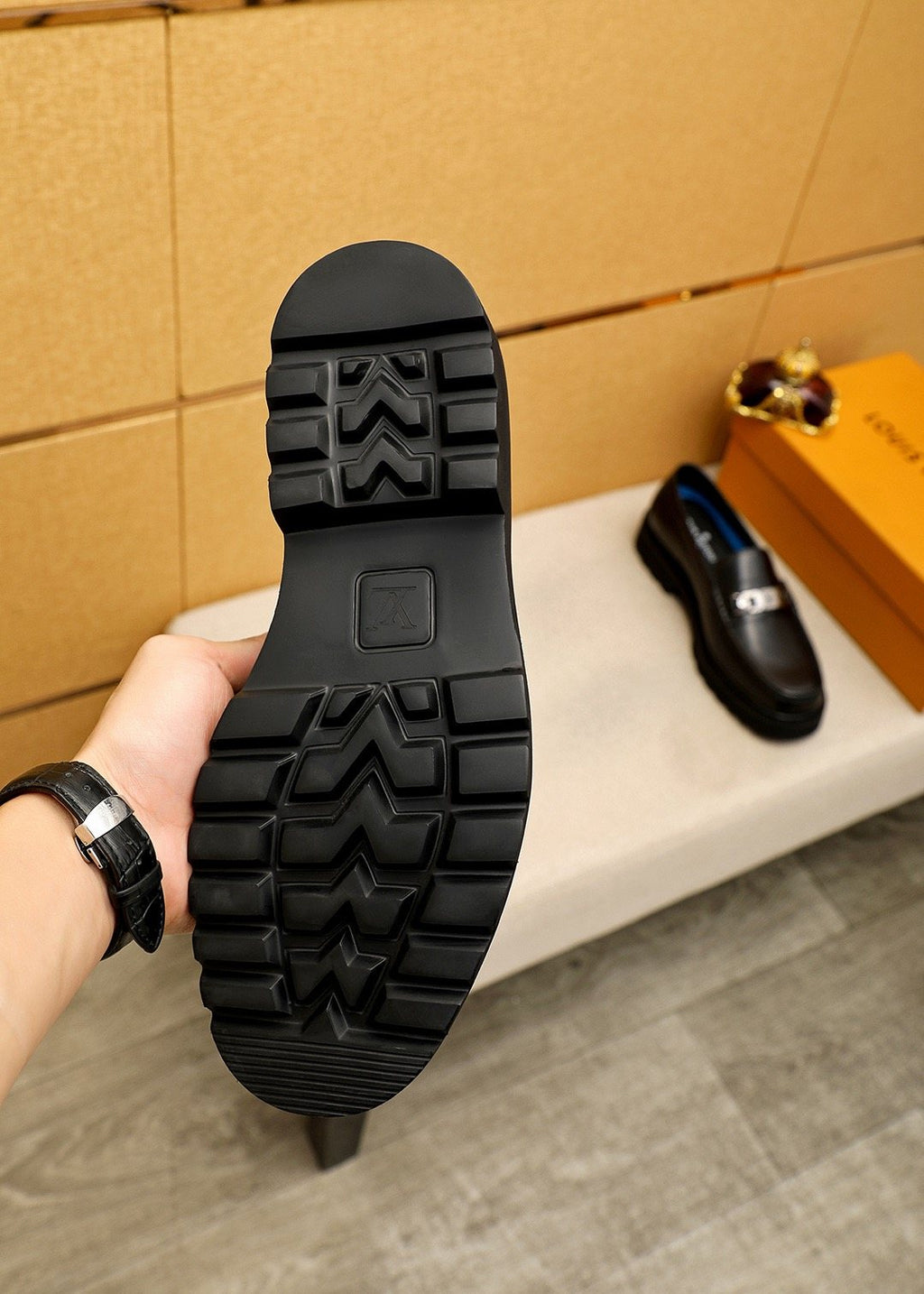 Louis Vuitton Black Metal-Bit Loafers - Rounded Toe