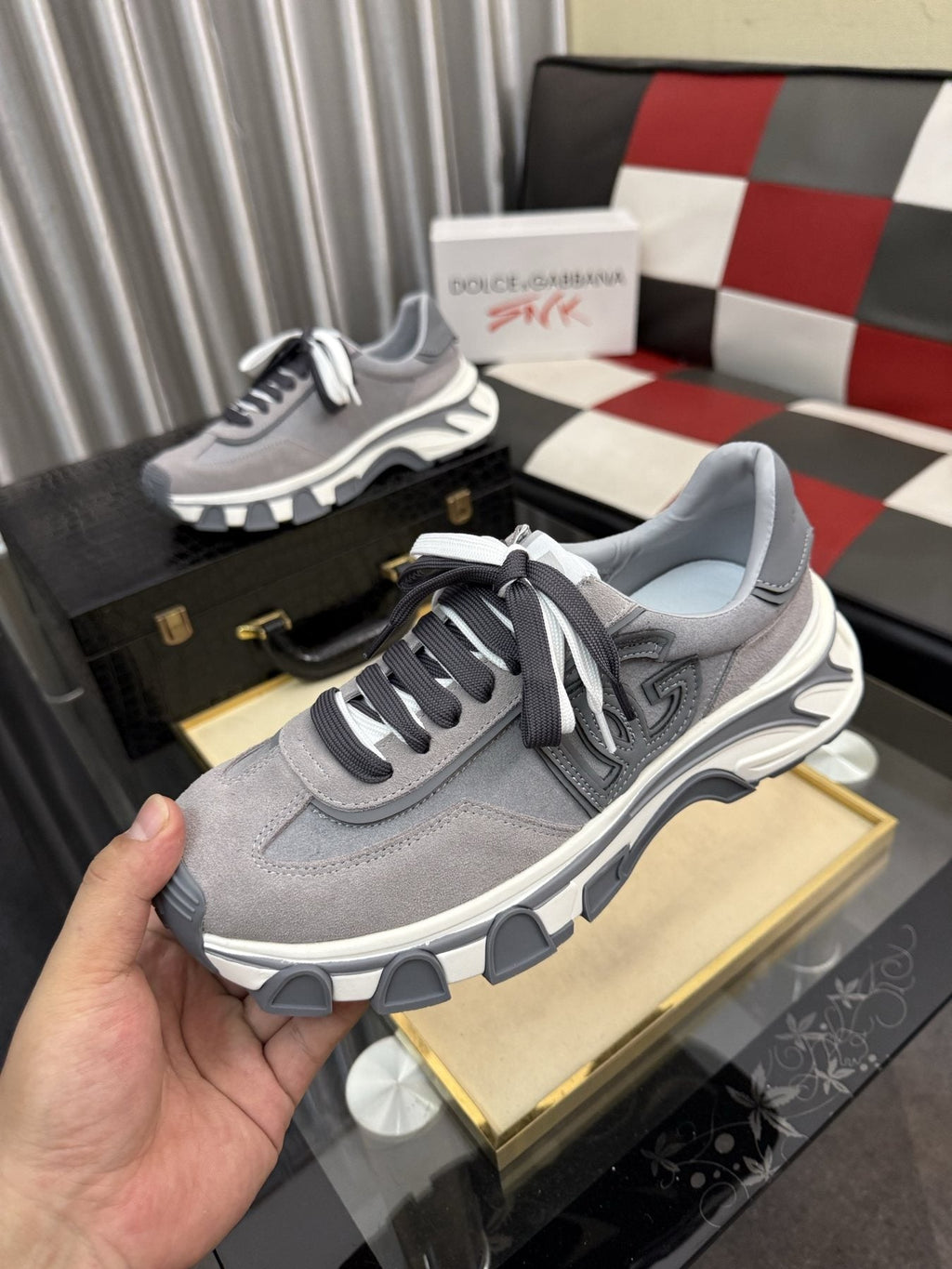 Dolce & Gabbana Men's Gray Lace-Up Sneakers