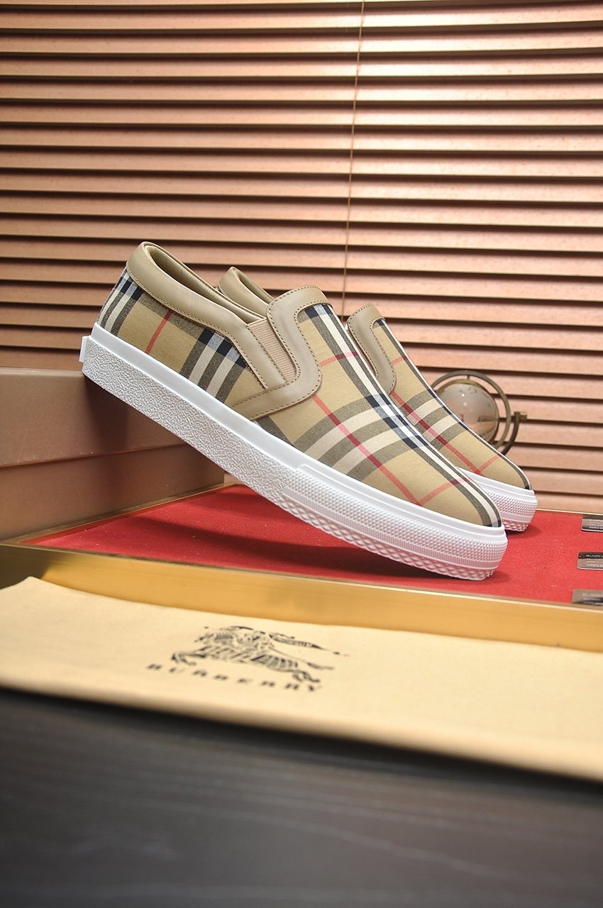 Burberry Beige Check Slip-On Sneakers