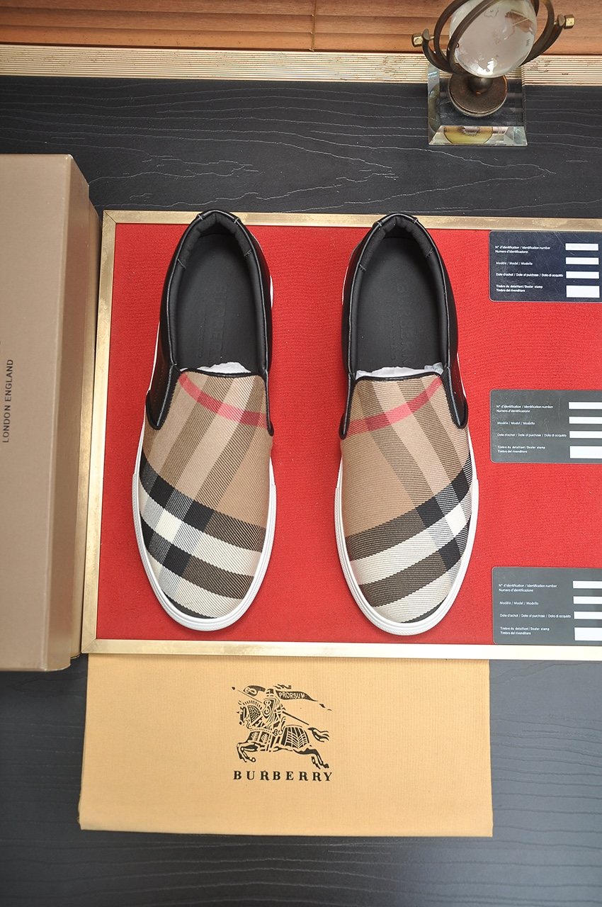 Burberry Beige Check Slip-On Sneakers