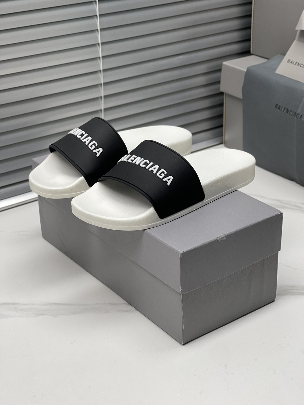 Balenciaga Logo Strap Slide Sandals