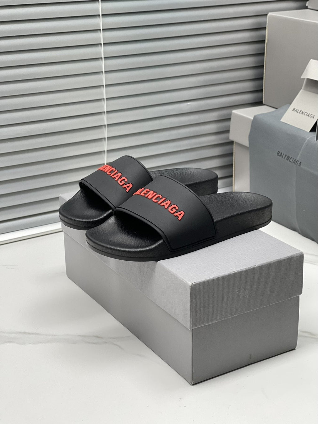 Balenciaga Logo Strap Slide Sandals