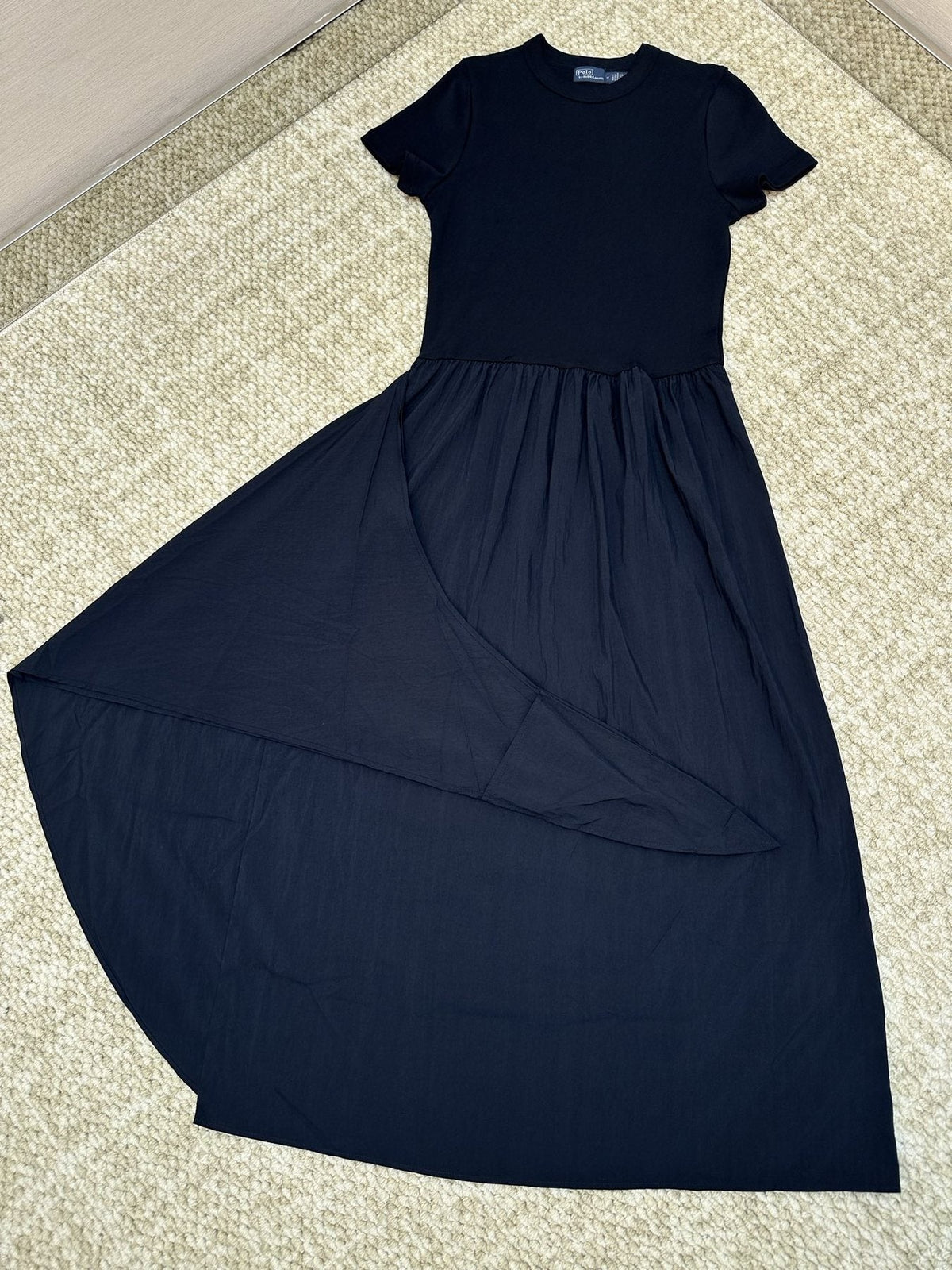 Ralph Lauren Short-Sleeve Faux-Wrap Tie Midi Dress