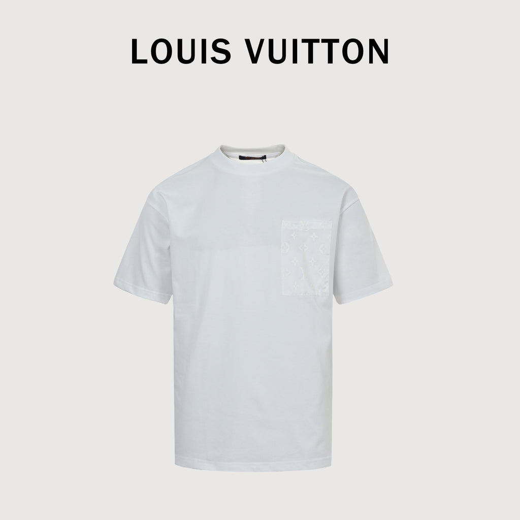 Louis Vuitton LV Shadow Monogram Chest Pocket Short Sleeve T-Shirt — White